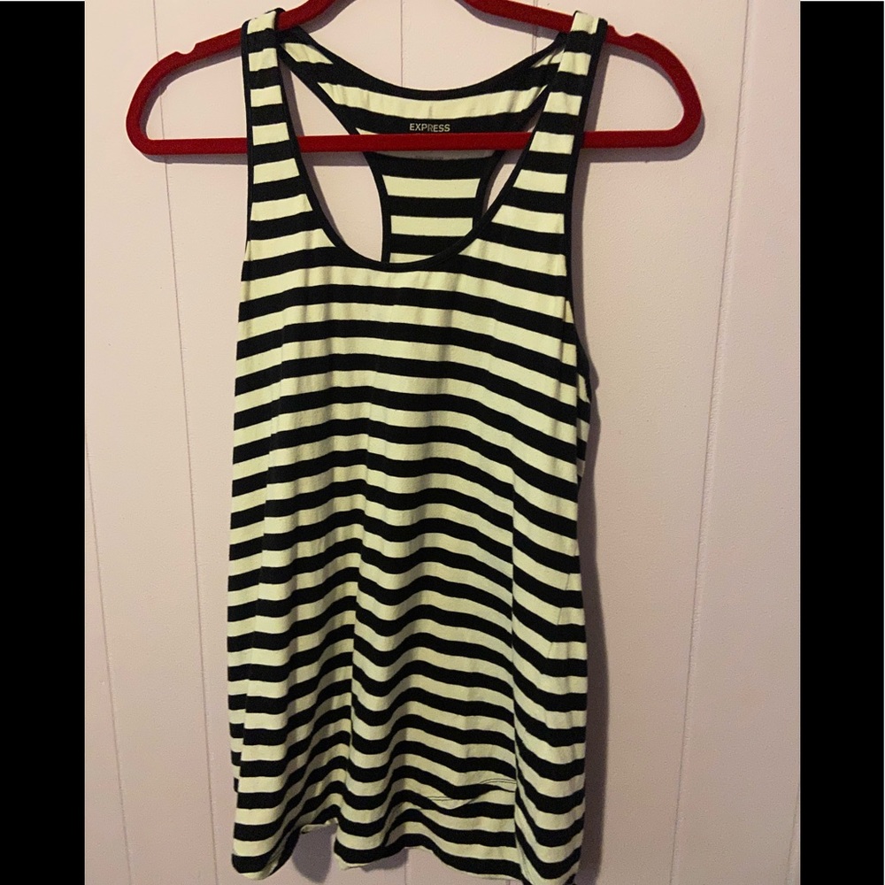 Loose fitting stripped express tank top.